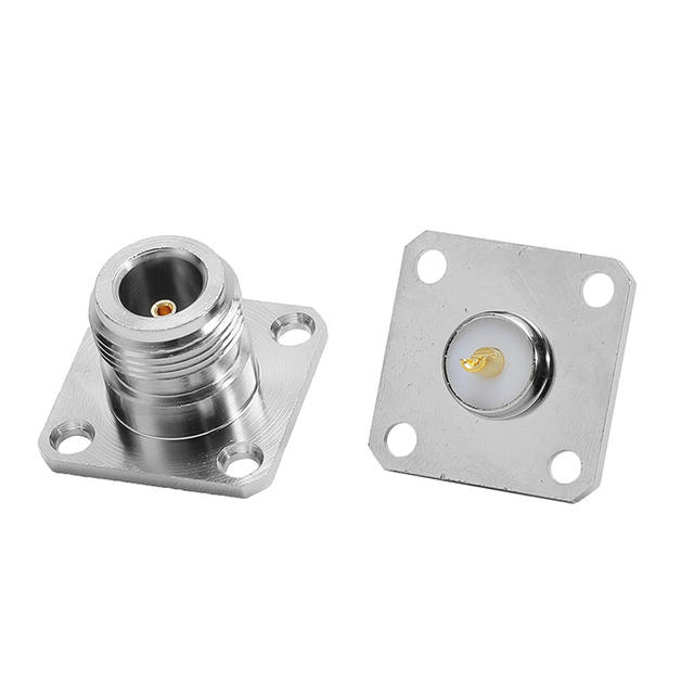All-copper nickel-plated RF coaxial connector N-type female head N-KFD female head with four-hole square plate flange welded head