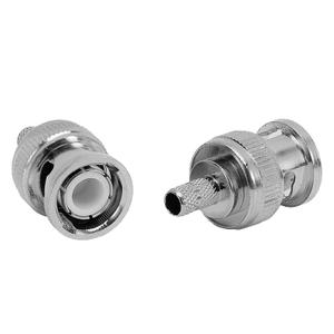 The BNC male connector,is slotted and crimped with a soldering needle to connect the RG58 cable RF connector