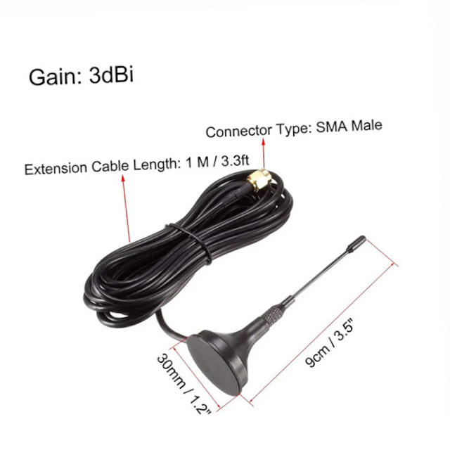 SU00001 | 2.4GHz & 5.8GHz Magnetica Antenna with 1m RG174 Coaxial Cable to SMA Male Connector